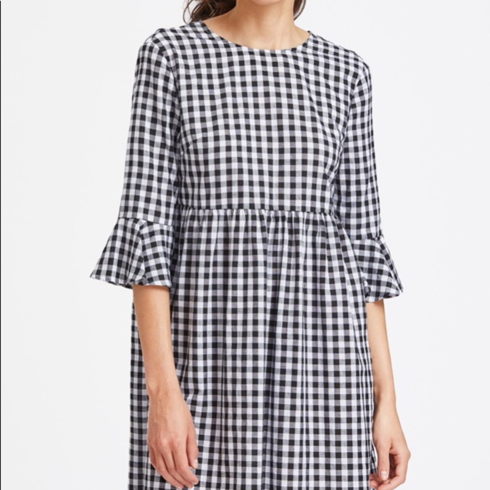 Gingham fluted sleeve high waist dress - Picture 1 of 1